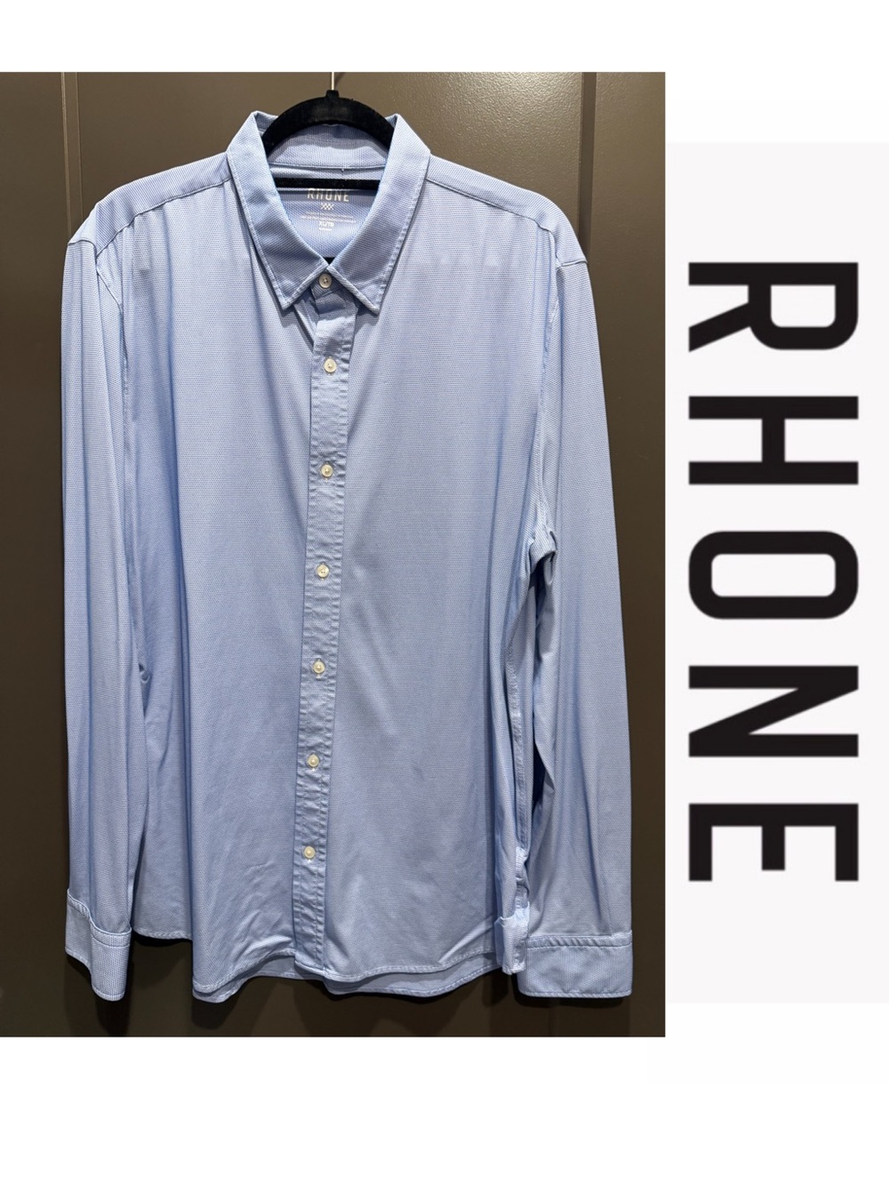Rhone | Commuter Dress Shirt | XL | Blue & White